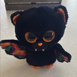 Black Plush Bat with Orange Accents